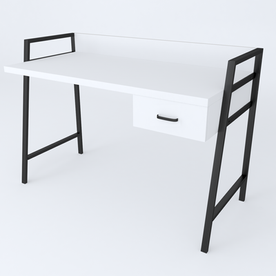Письмовий стіл Ferrum-decor Комфорт 750x1200x600 Чорний метал ДСП Білий 32 мм (KOMF022) 48-KOMF022 фото