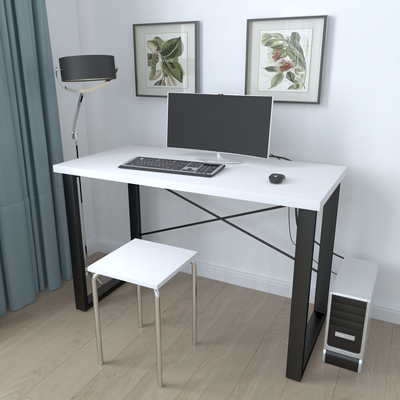 Письменный стол Ferrum-decor Драйв 750x1400x700 Черный металл ДСП Белый 32 мм (DRA232) 48-DRA232 фото
