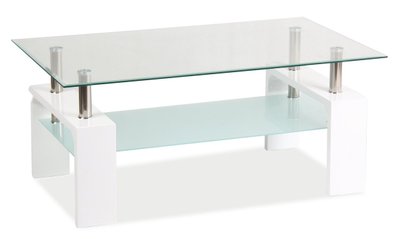 Журнальный столик LISA BASIC II прозрачный/белый лак 100x60x55 43-LISABASIC2TB фото