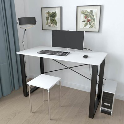 Письмовий стіл Ferrum-decor Драйв 750x1400x600 Чорний метал ДСП Білий 16 мм (DRA043) 48-DRA043 фото