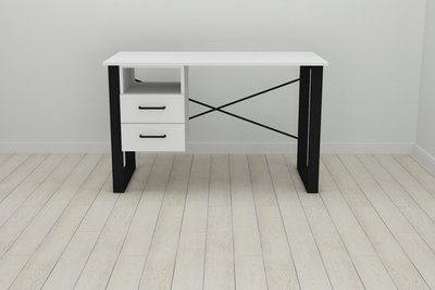 Письменный стол с ящиками Ferrum-decor Оскар 750x1400x700 металл Черный ДСП Белое 16 мм (OSK0064) 48-OSK0064 фото