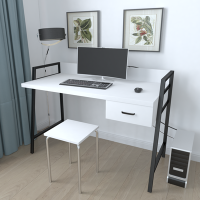 Письмовий стіл Ferrum-decor Комфорт 750x1000x600 Чорний метал ДСП Білий 32 мм (KOMF001) 48-KOMF001 фото